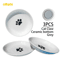 Oitabi 3PCS Ceramic Cat Bowl Set Anti Whisker Fatigue Shallow Food Dishes For Cats 4