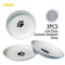 Oitabi 3PCS Ceramic Cat Bowl Set Anti Whisker Fatigue Shallow Food Dishes For Cats 4