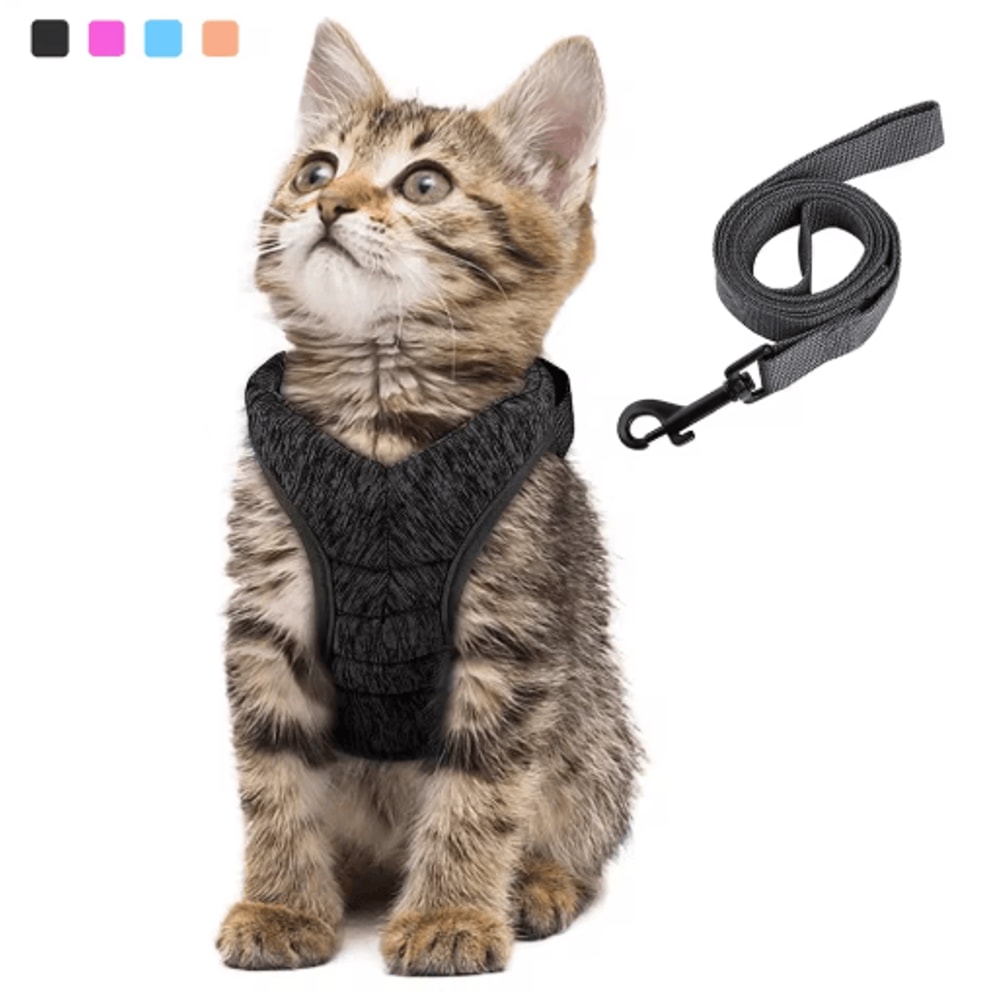 Adjustable AntiEscape Kitten Harness Leash Set Breathable Soft Cat Walking Vest 0