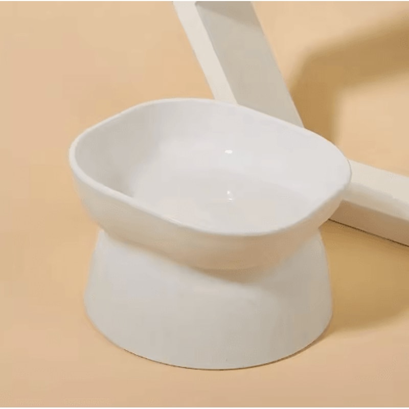 Elevated AntiRollover Cat Bowl Neck Protection Pet Feeding Bowl With Large Opening 2