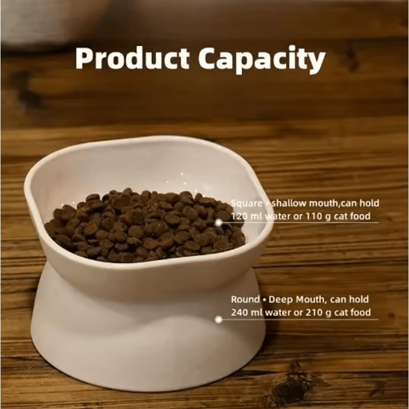 Elevated AntiRollover Cat Bowl Neck Protection Pet Feeding Bowl With Large Opening 4