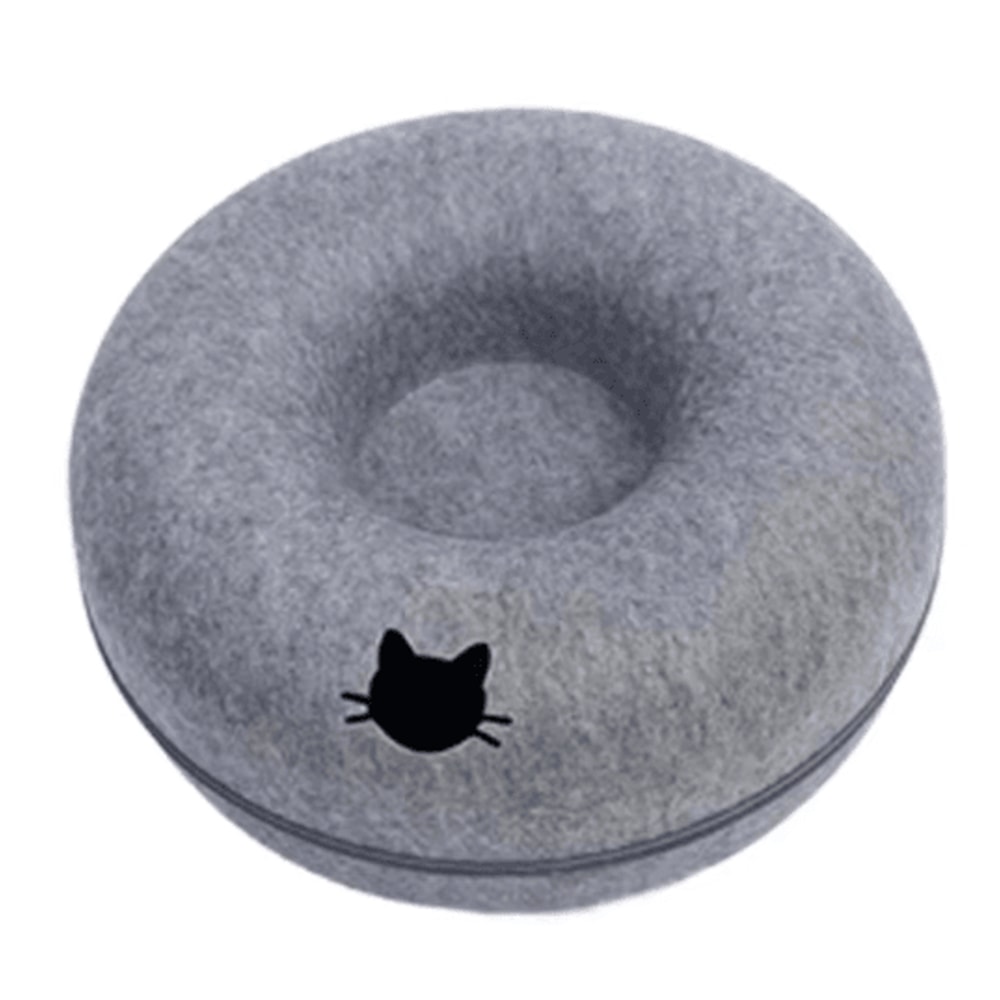 Interactive Felt Cat Tunnel Bed Round Donut Nest Scratcher Play House For Cats 1