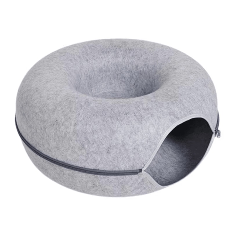 Interactive Felt Cat Tunnel Bed Round Donut Nest Scratcher Play House For Cats 3