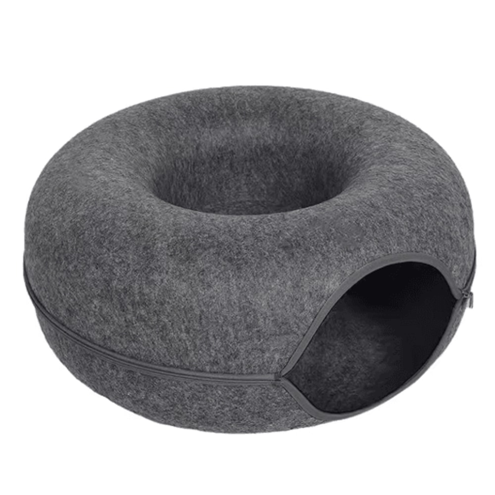 Interactive Felt Cat Tunnel Bed Round Donut Nest Scratcher Play House For Cats 4