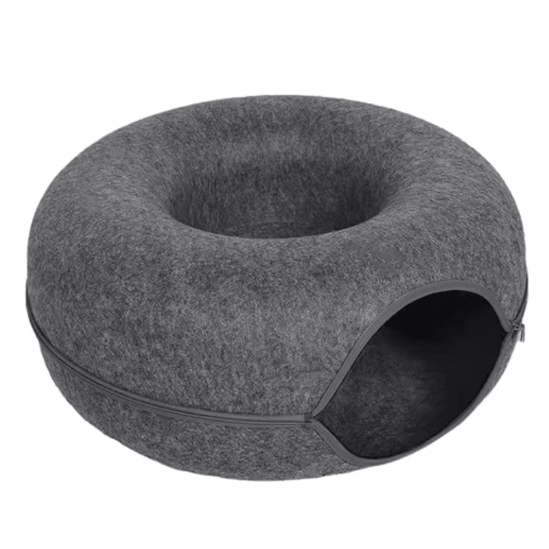 Interactive Felt Cat Tunnel Bed Round Donut Nest Scratcher Play House For Cats 4