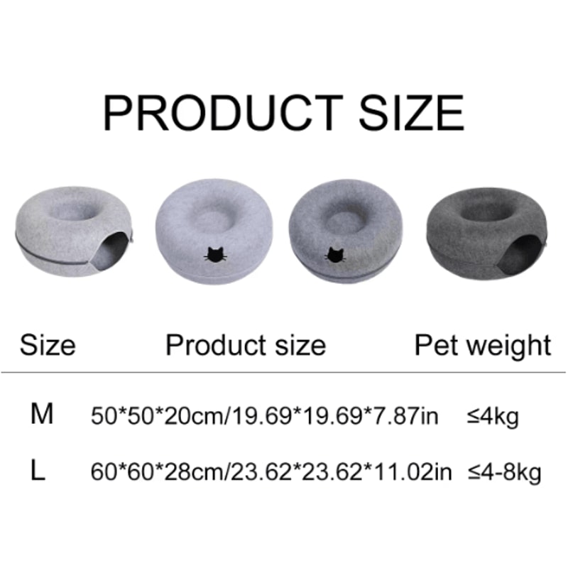 Interactive Felt Cat Tunnel Bed Round Donut Nest Scratcher Play House For Cats 5