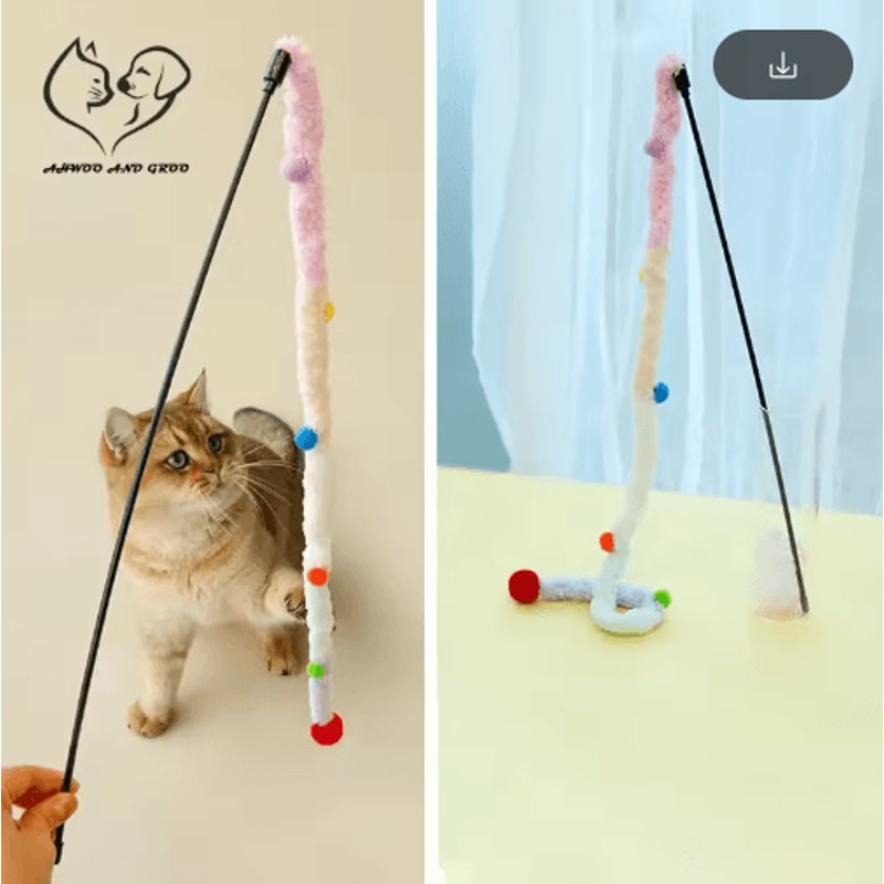 Feather Cat Teaser Wand Interactive Caterpillar Rod Toy For Cats 6