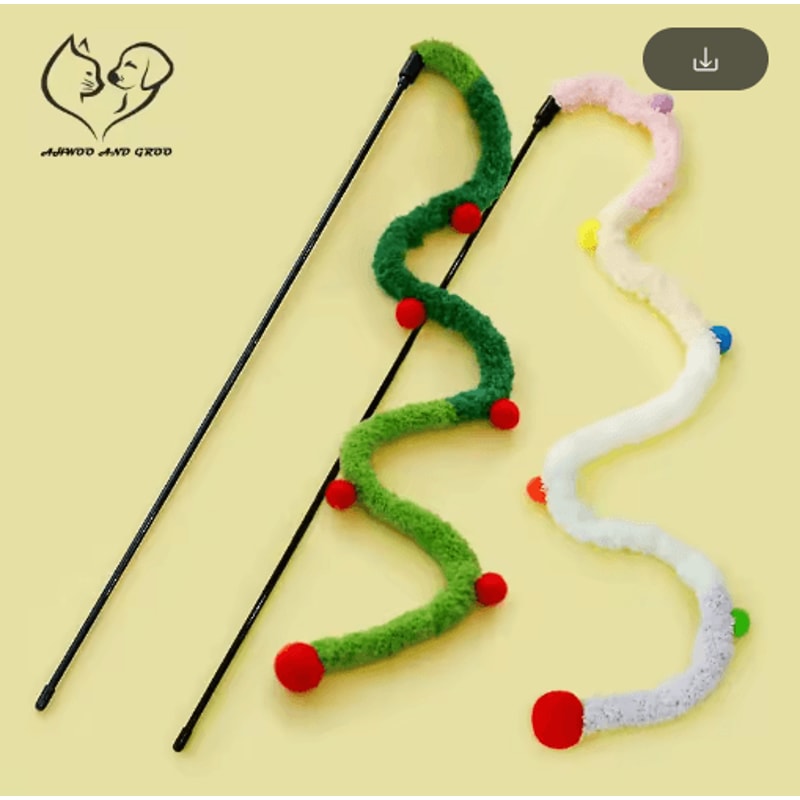 Feather Cat Teaser Wand Interactive Caterpillar Rod Toy For Cats 0
