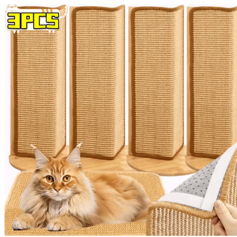 SelfAdhesive Sisal Cat Scratcher Mats AntiSlip Furniture Protection Pads For Cats 0