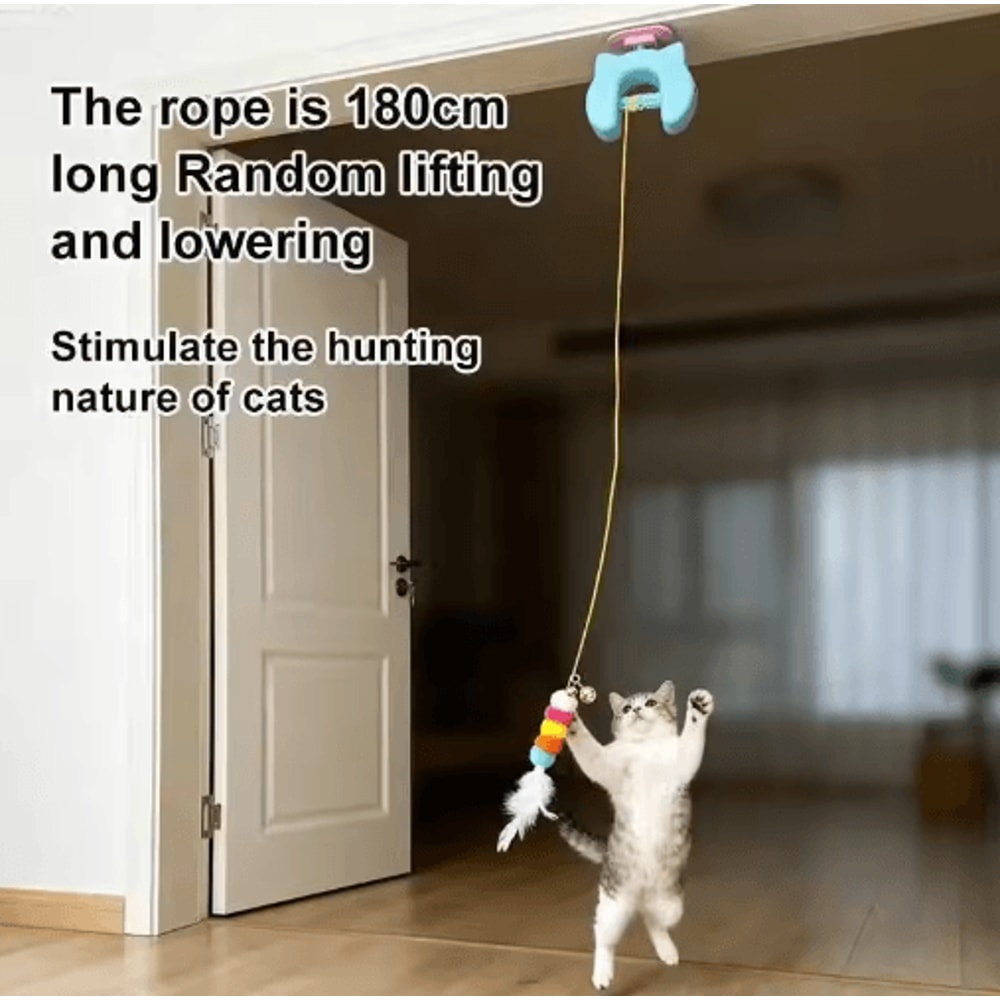 Smart Hanging Door Cat Toy Automatic Swing Feather Teaser With Dual Ropes 10