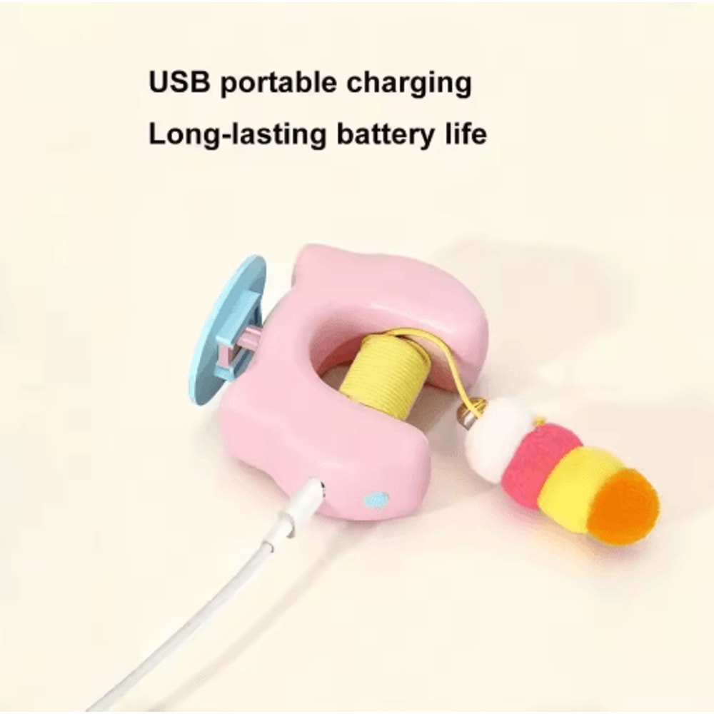 Smart Hanging Door Cat Toy Automatic Swing Feather Teaser With Dual Ropes 9