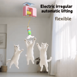 smart hanging door cat toy – automatic swing feather teaser with dual ropes