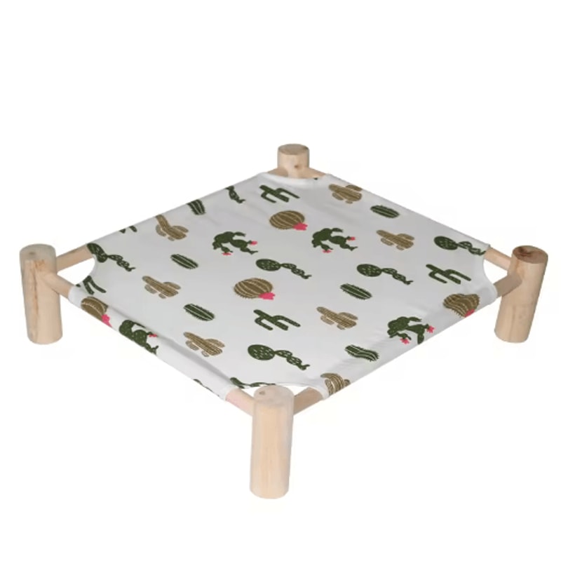 Outdoor Canvas Cat Hammock Bed Breathable Wooden Frame Pet Lounge For Cats Small Dogs 1