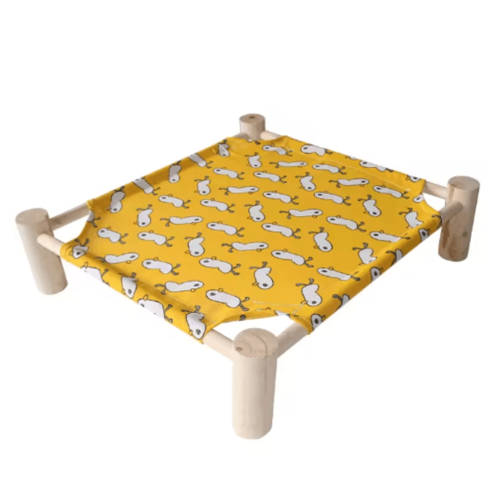 Outdoor Canvas Cat Hammock Bed Breathable Wooden Frame Pet Lounge For Cats Small Dogs 3