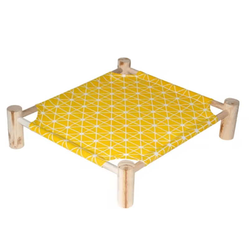 Outdoor Canvas Cat Hammock Bed Breathable Wooden Frame Pet Lounge For Cats Small Dogs 7