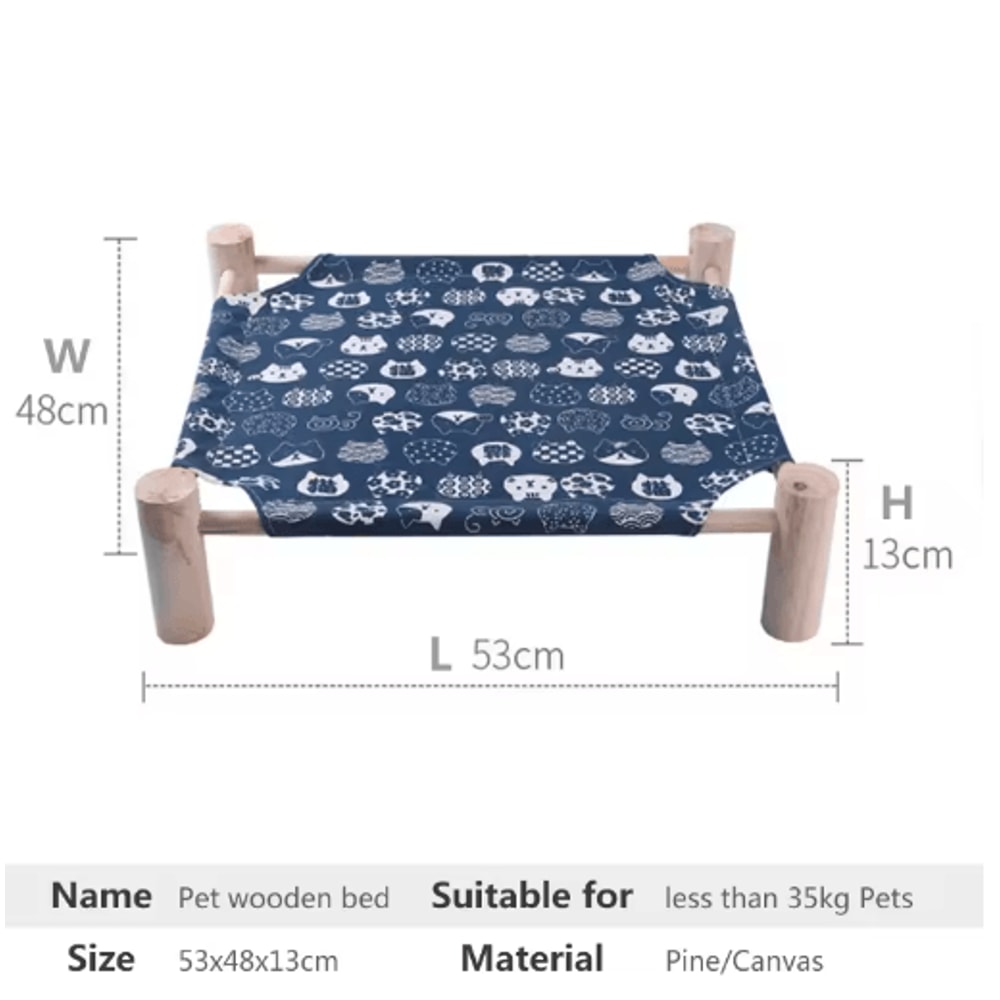 Outdoor Canvas Cat Hammock Bed Breathable Wooden Frame Pet Lounge For Cats Small Dogs 11