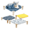 Outdoor Canvas Cat Hammock Bed Breathable Wooden Frame Pet Lounge For Cats Small Dogs 14
