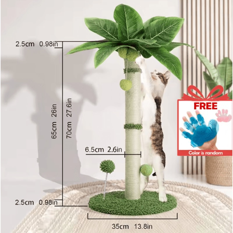 65cm Cat Scratching Post Tree Sisal Rope Scratcher With Interactive Ball Toys 2