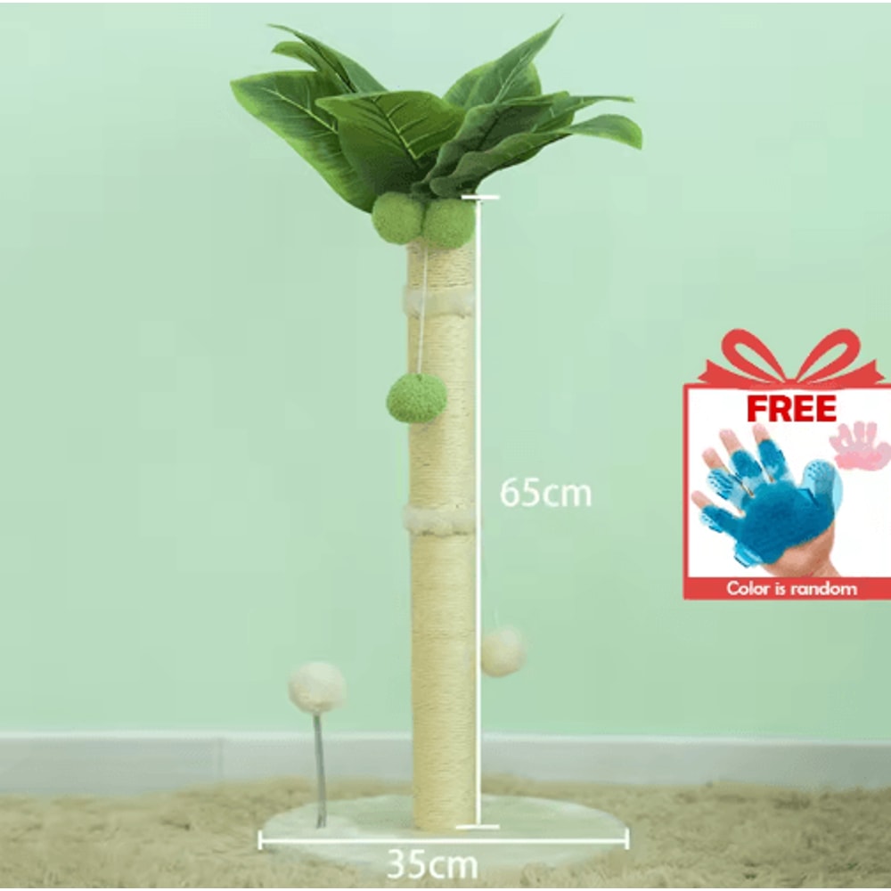 65cm Cat Scratching Post Tree Sisal Rope Scratcher With Interactive Ball Toys 3