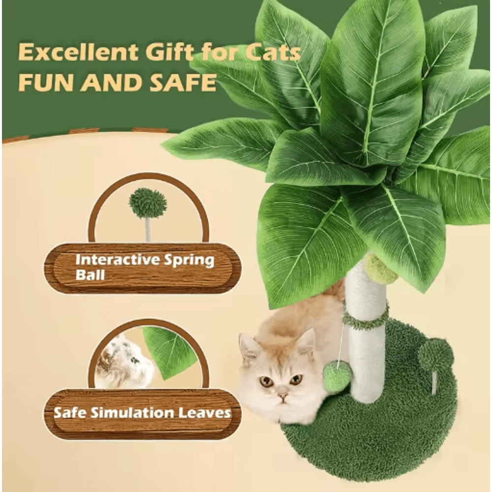 65cm Cat Scratching Post Tree Sisal Rope Scratcher With Interactive Ball Toys 9