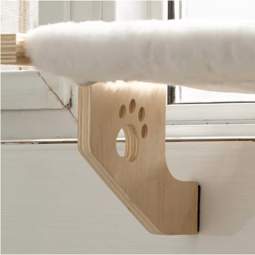 Wooden Frame Cat Window Hammock Detachable Paw Print Hanging Cat Bed 4