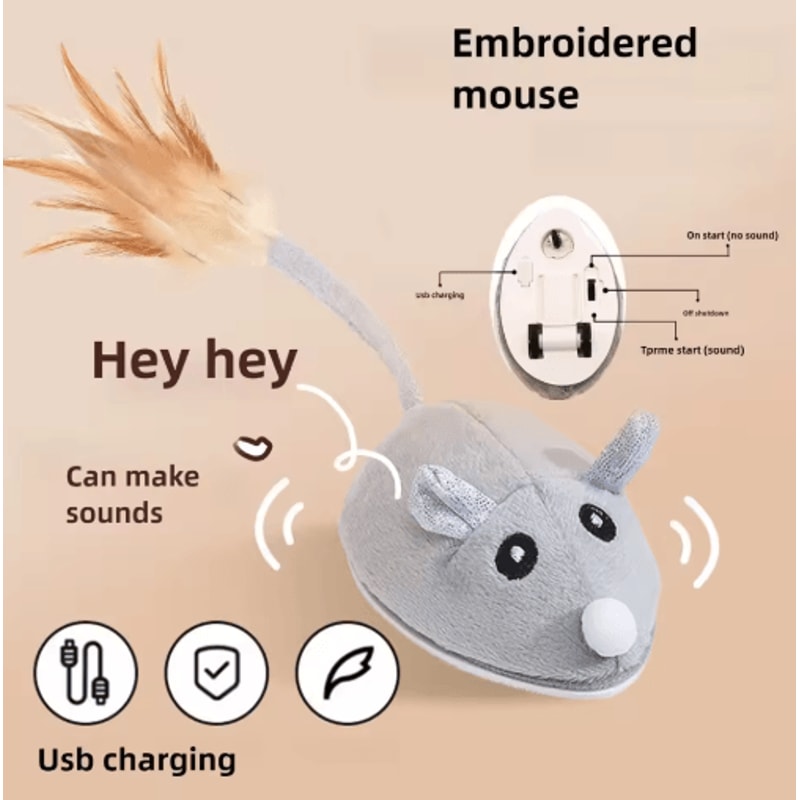 Smart Electric Mouse Cat Toy USB Rechargeable Interactive Squeaky Toy For Cats 1