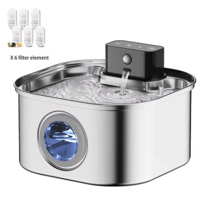 32L Wireless Stainless Steel Cat Water Fountain Smart Automatic Pet Water Dispenser With Sensor 1