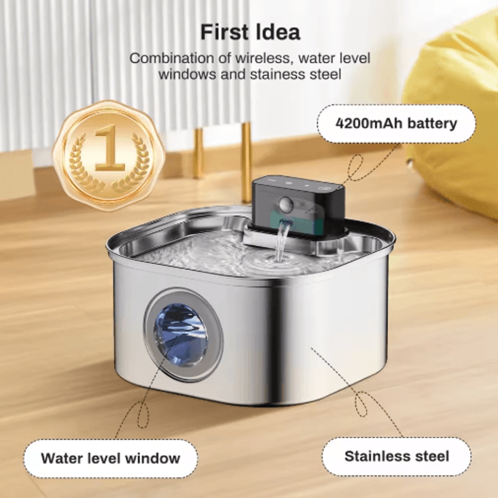 32L Wireless Stainless Steel Cat Water Fountain Smart Automatic Pet Water Dispenser With Sensor 4