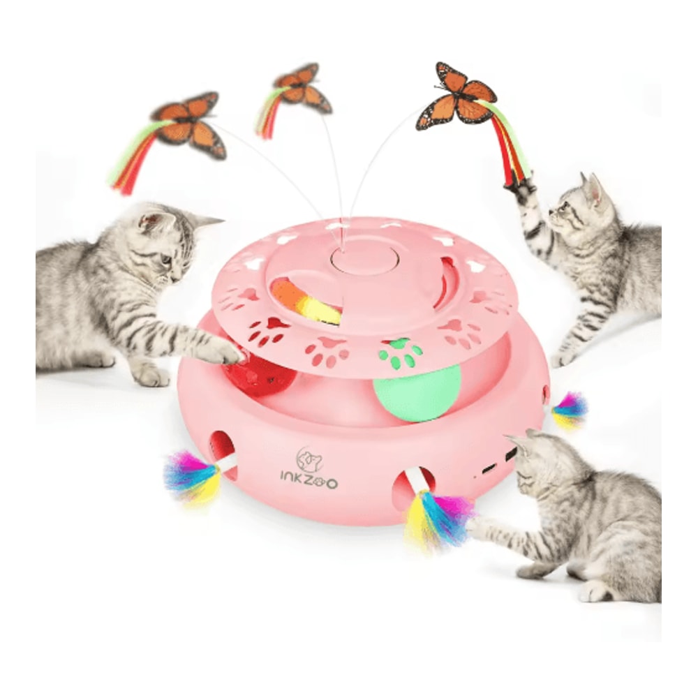 INKZOO 4in1 Interactive Cat Toy Automatic WhackAMole Butterfly Track Ball Play Center 4