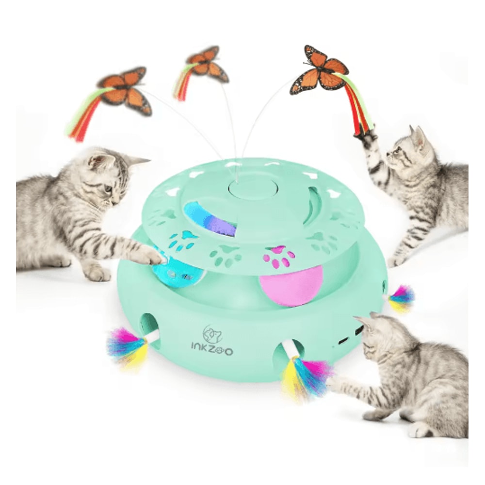 INKZOO 4in1 Interactive Cat Toy Automatic WhackAMole Butterfly Track Ball Play Center 5