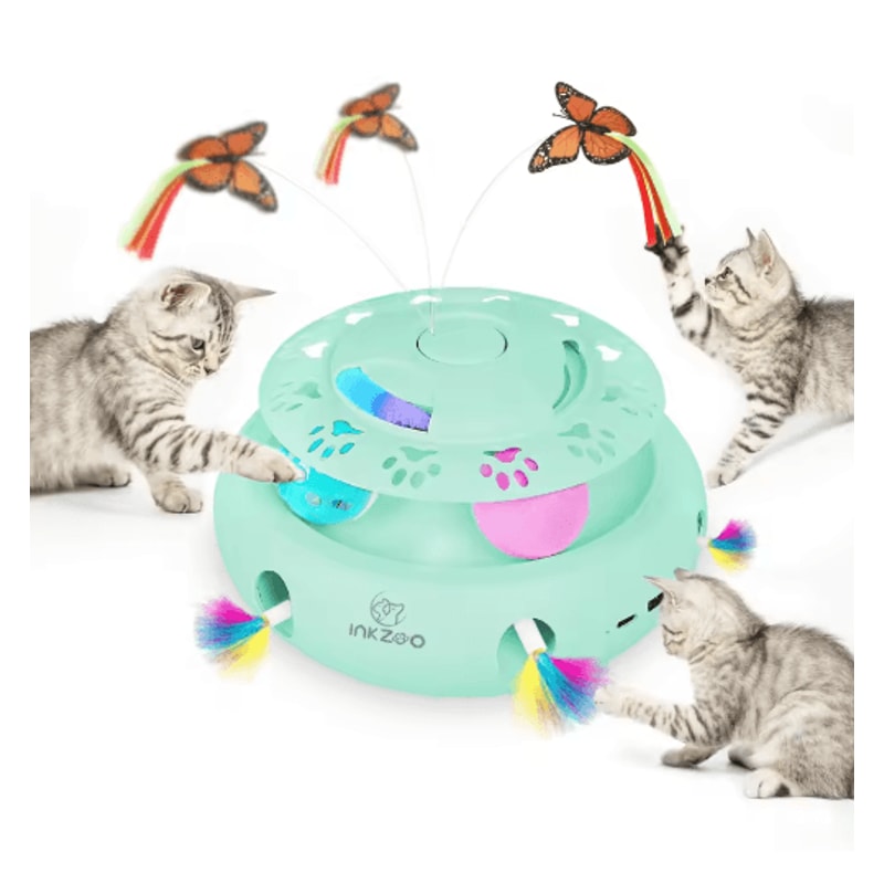 INKZOO 4in1 Interactive Cat Toy Automatic WhackAMole Butterfly Track Ball Play Center 5
