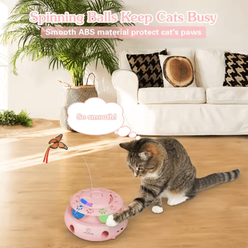 INKZOO 4in1 Interactive Cat Toy Automatic WhackAMole Butterfly Track Ball Play Center 11