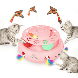 inkzoo 4-in-1 interactive cat toy automatic whack-a-mole butterfly & track ball play center