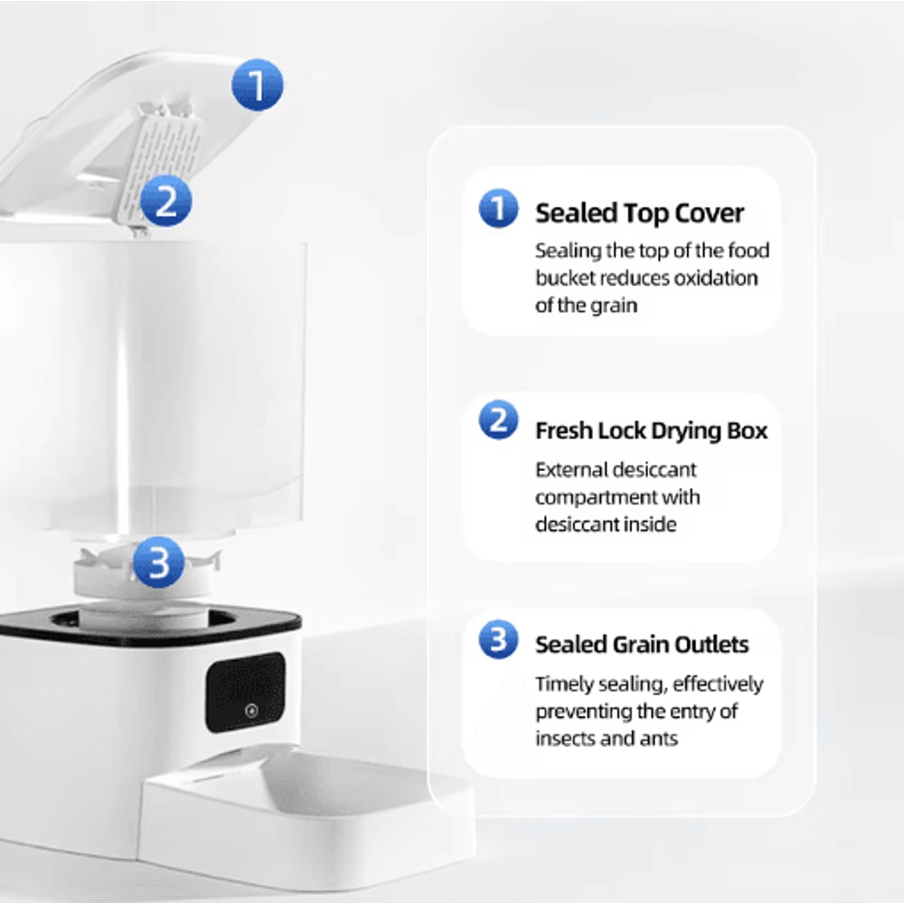 6L Smart Automatic Pet Feeder WiFi Timer Food Dispenser With Stainless Steel Bowl 3