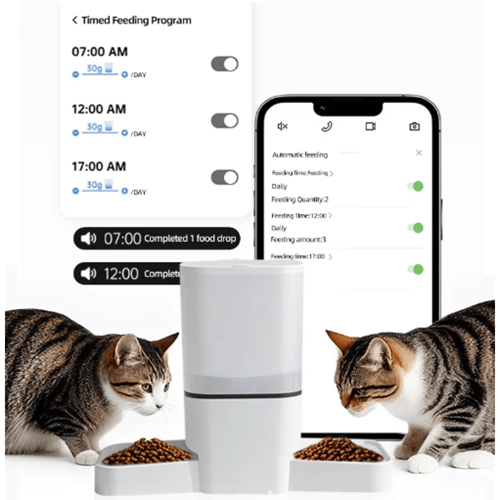 6L Smart Automatic Pet Feeder WiFi Timer Food Dispenser With Stainless Steel Bowl 5