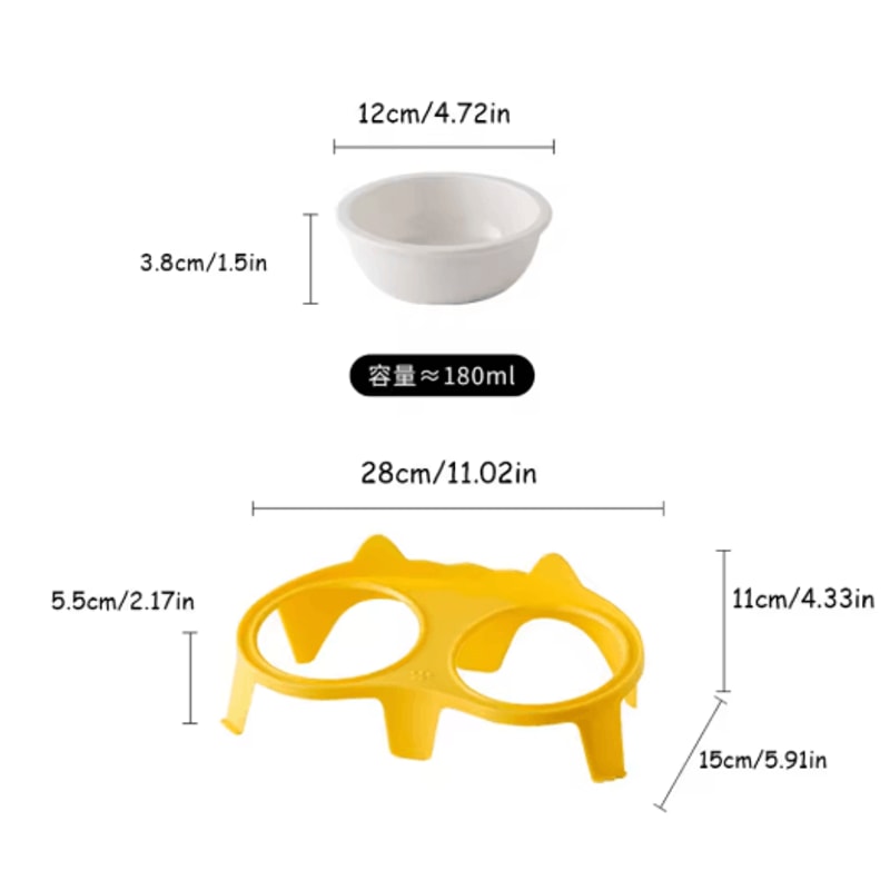 Elevated Ceramic Double Cat Bowl Slanted Food Water Feeding Set For Cats 6