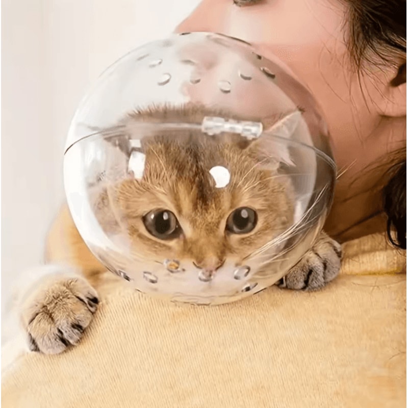Breathable Cat Head Protection Ball Pet Grooming Safety Mask Swimming Helmet 5