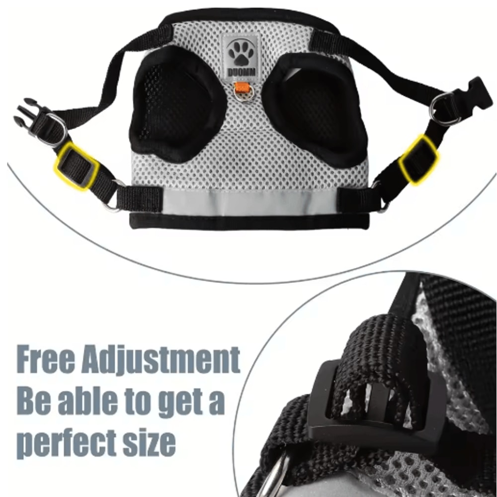 Adjustable Cat Harness Leash Set Comfortable Pet Collar And Walking Vest For Kittens 2