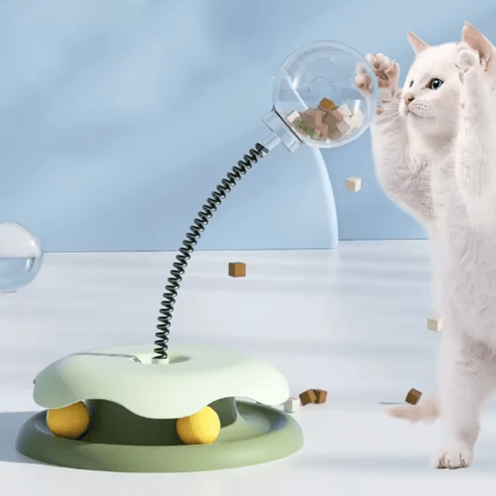 Interactive Slow Feeder Cat Toy Track Ball Roller Spring Exercise Toy For Indoor Cats 0