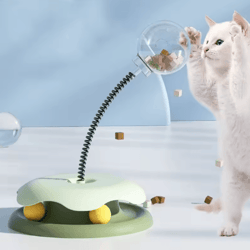 interactive slow feeder cat toy – track ball roller & spring exercise toy for indoor cats