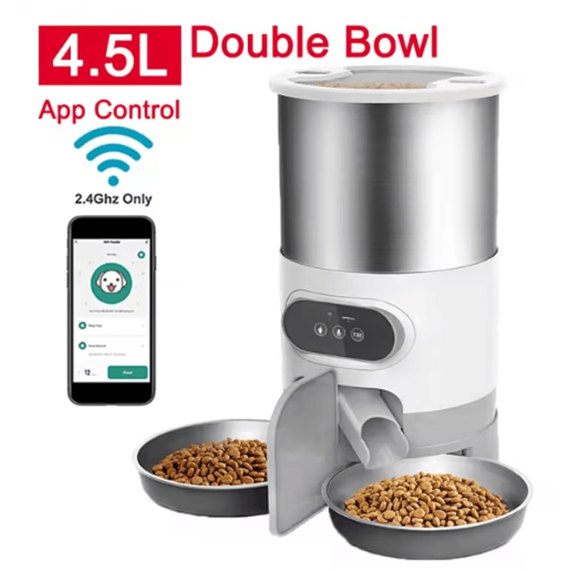 Smart APP Automatic Pet Feeder Double Meal Remote Feeding Dispenser For Cats Dogs 1