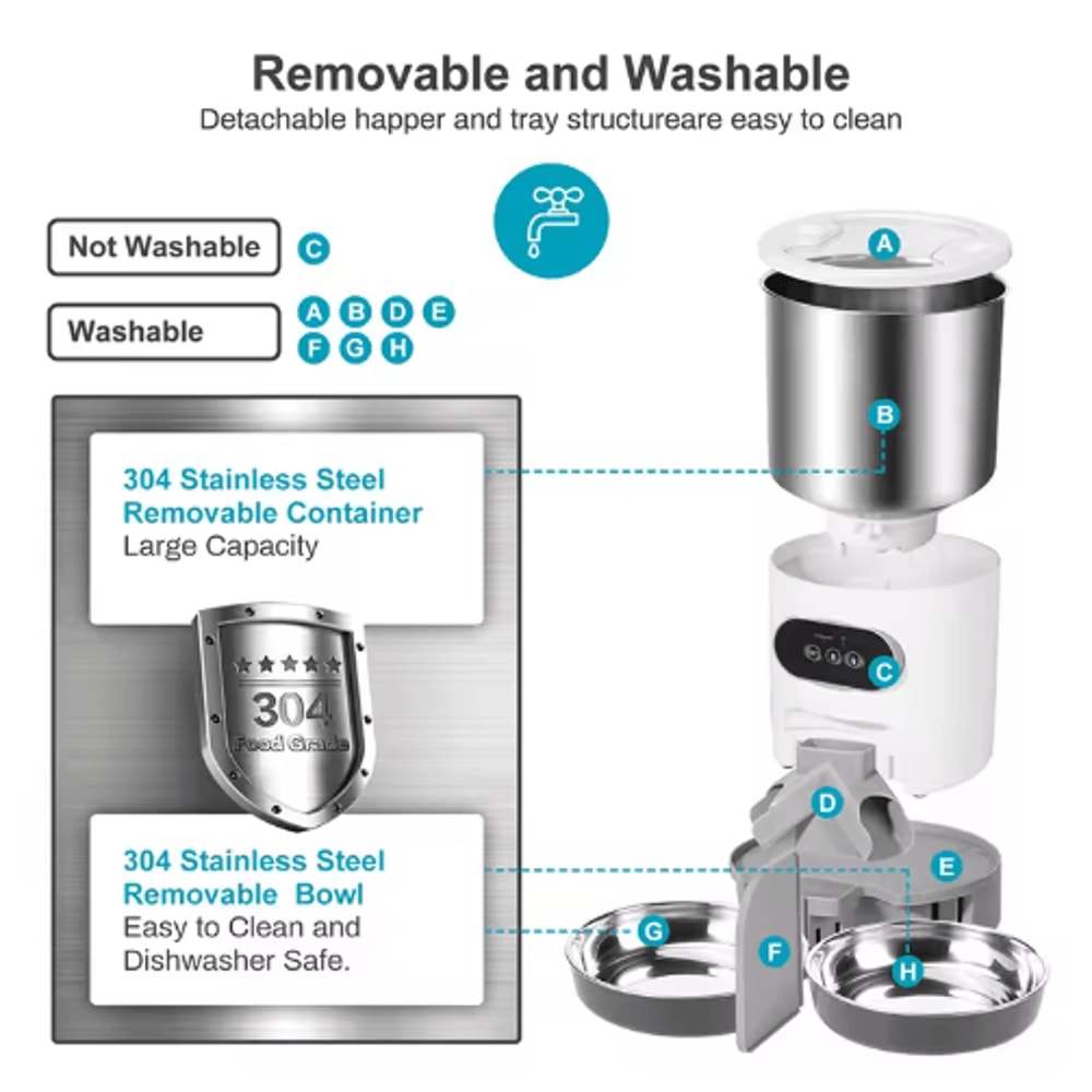 Smart APP Automatic Pet Feeder Double Meal Remote Feeding Dispenser For Cats Dogs 11