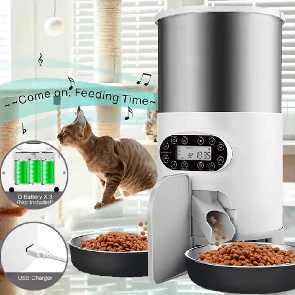 Smart APP Automatic Pet Feeder Double Meal Remote Feeding Dispenser For Cats Dogs 0