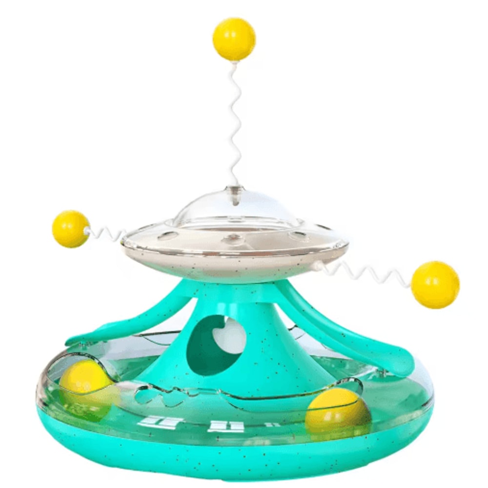 Interactive Cat Puzzle Toy Spinning Track Balls Feather Teaser Brain Game For Kittens 7