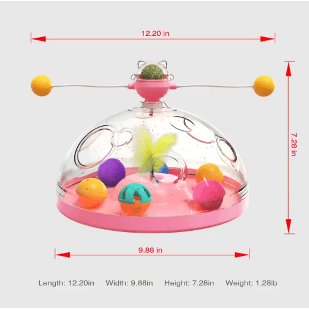 Interactive Cat Puzzle Toy Spinning Track Balls Feather Teaser Brain Game For Kittens 8