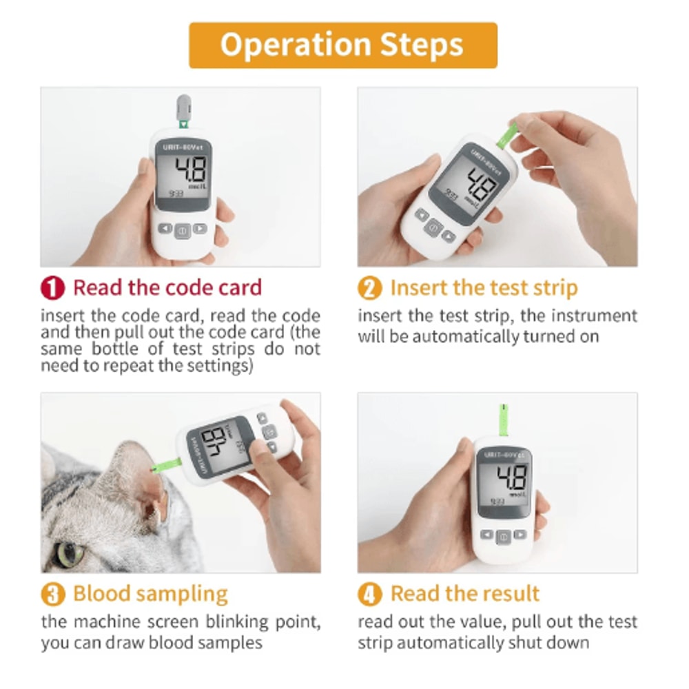 Pet Glucose Monitoring Kit Easy NoCoding Blood Sugar Monitor For Dogs Cats 3