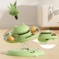 interactive cat play disc – food dispensing track ball & teaser toy for cats