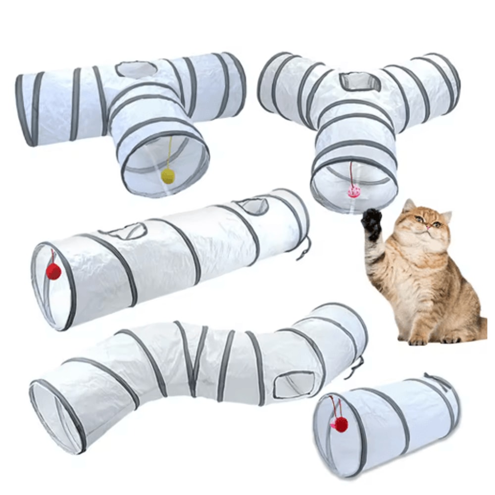 Foldable Cat Tunnel Toy Interactive Play Tunnel For Kittens Indoor Cats 0