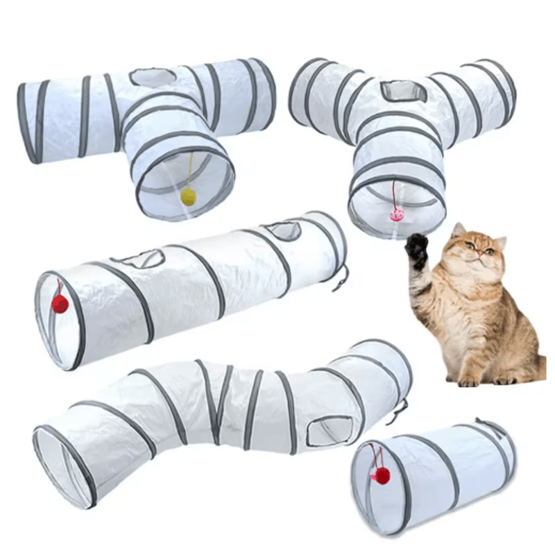 Foldable Cat Tunnel Toy Interactive Play Tunnel For Kittens Indoor Cats 0