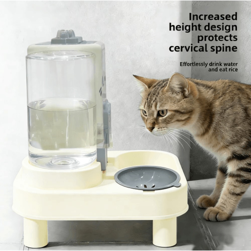 Automatic GravityFed Pet Feeder Water Dispenser Large Capacity SpillProof Feeding Station 6